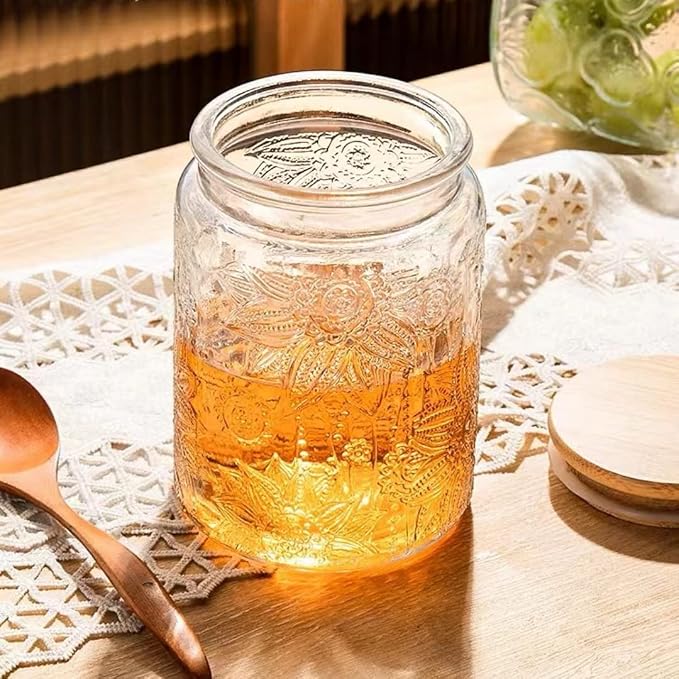 ANSQU Vintage Glass Jar with Lid, 23.7oz Airtight Glass Storage Canister Glass - Image 5
