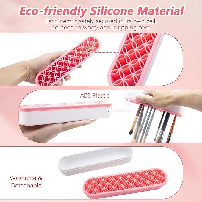 4 Pcs Silicone Makeup Brush Holder Stand Multipurpose Cosmetic Travel Storage - Image 3