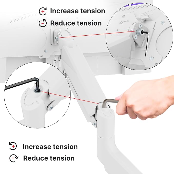 Pixio PS2S White Ultrawide Heavy-Duty Premium Single Monitor Arm Stand Desk - Image 7