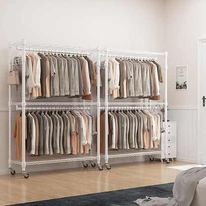 BATHWA Heavy Duty Garment Rack on Wheels, Rolling Clothes Racks - Image 6