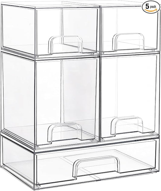 Vtopmart Stackable Storage Drawers Set of 5, Beauty Supplies Storage, Pantry by Vtopmart