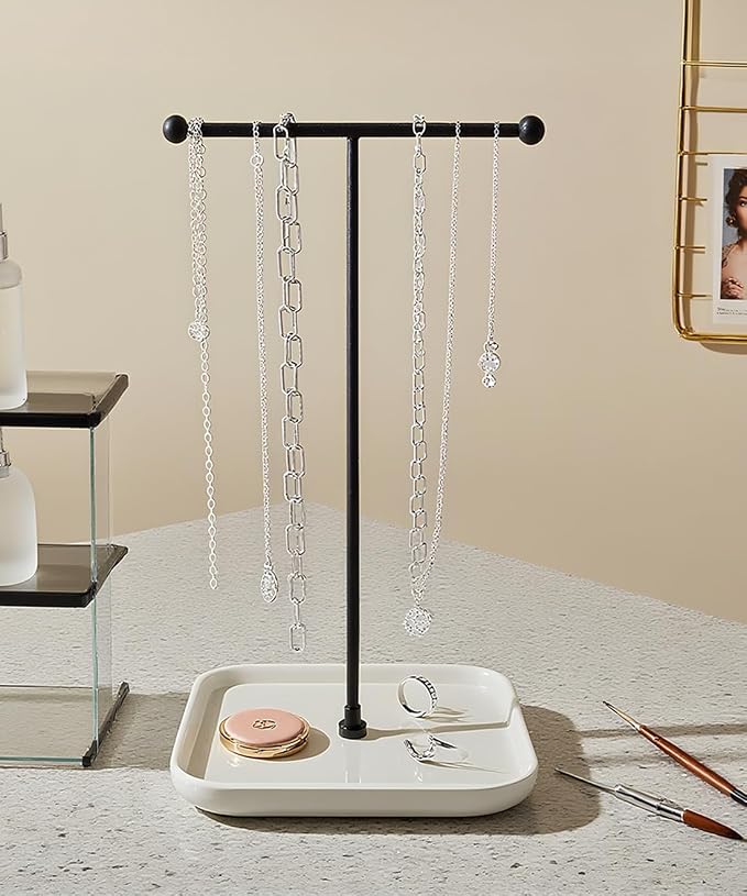 VROOMIUM Necklace Holder- Ceramic Base 1ft Height Jewelry Organizer Stand - Image 7