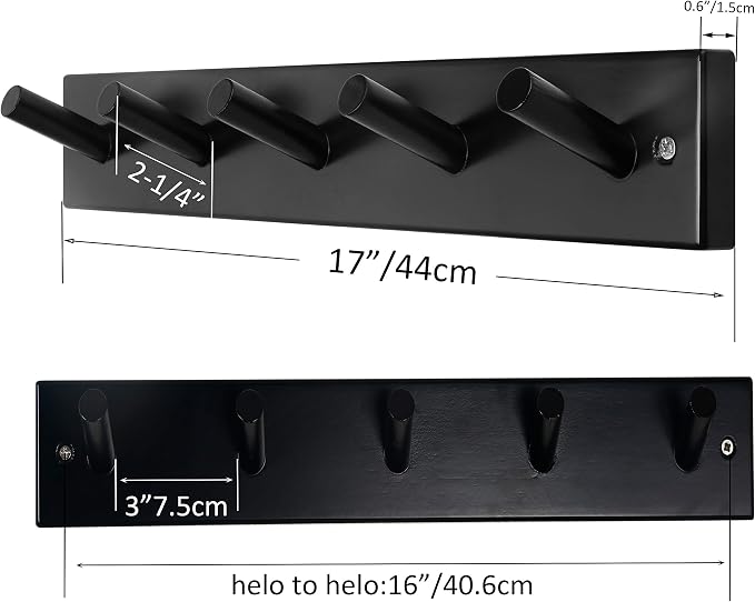 SKOLOO Wooden Wall Mounted Coat Rack, 5 Pegs Bamboo Wall Hook - Image 6