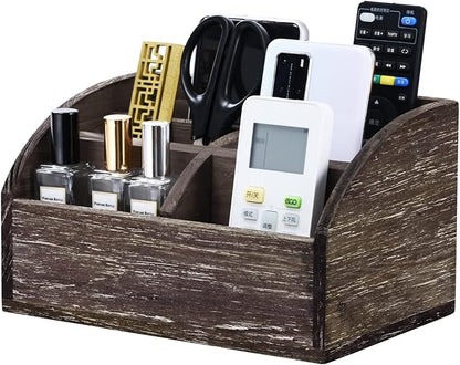 OKSQW Wood Desk Organizer, Solid Wooden Dark Brown Pen Holder - Image 7