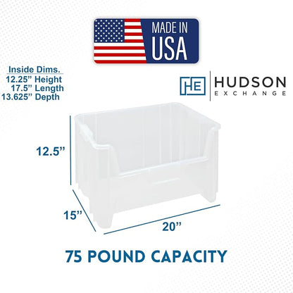 Hudson Exchange 20" x 15" x 12.5" Plastic Giant Stackable Hopper Bin Container - Image 2
