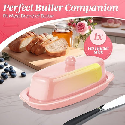 Flexzion Ceramic Pink European Butter Dish - Image 3