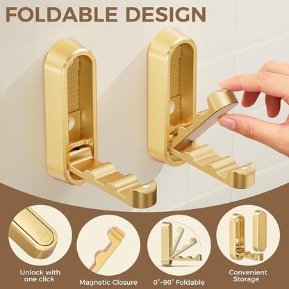 4-Pack Heavy Duty Zinc Alloy Folding Wall Hooks - Image 4