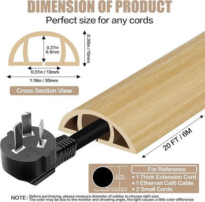 Floor Cord Cover Self Adhesive Cord Hider, 20FT Cable Management, Extension - Image 2