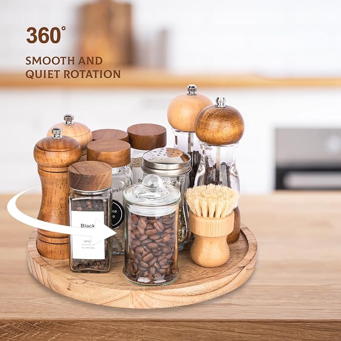 Wood Lazy Susan Organizer Kitchen Turntable - Image 3