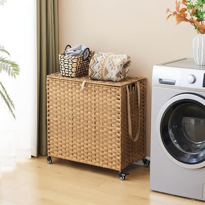 Laundry Hamper with Wheels, 39.6 Gallon Rolling Laundry Basket with Lid - Image 2