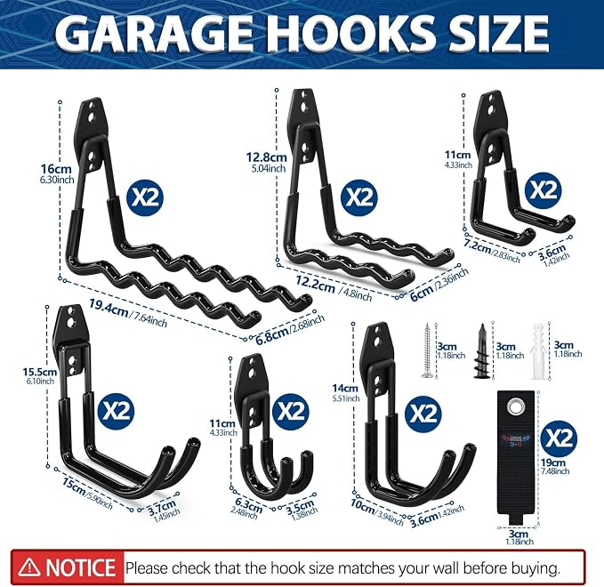 3-H Garage Wall Hooks 28 Pack, Garage Hooks Heavy Duty - Image 2