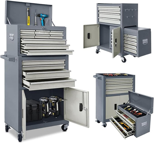 Tool Chest 13-Drawer with Double Door Handle, 2 in 1 Detachable Rolling Tool by TOKUWA