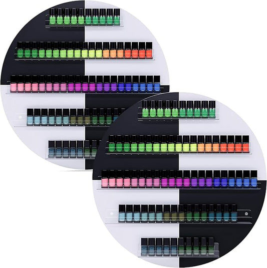 Wall Mount Nail Polish Organizer, 2 Packs Wood Nail Polish Rack w/Acrylic by HolaiNail