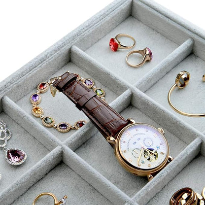 Oirlv Velvet Stackable Jewelry Display Trays 12 Grids Rings Earrings Bracelet - Image 5