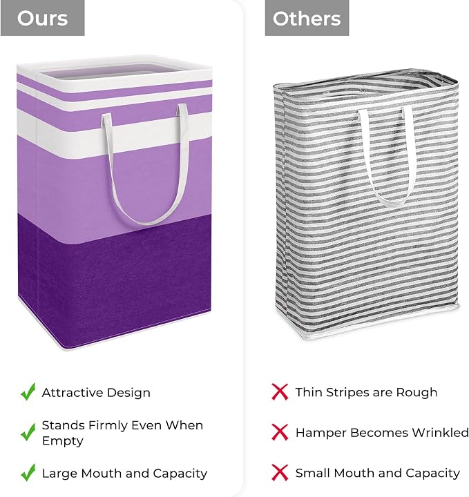 HomeHacks 2 Pack Large Laundry Baskets, Waterproof, Freestanding Laundry Hampers - Image 3