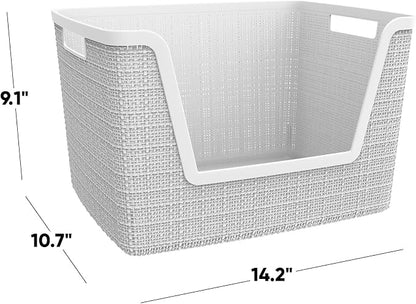 Curver Set of 4 Large 18L Easy Access Jute Decorative Plastic Organization and - Image 2