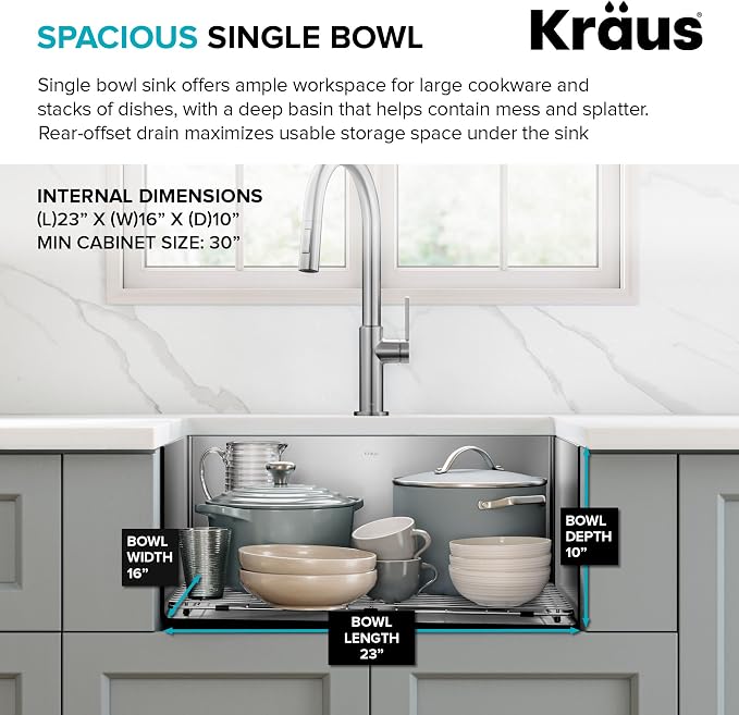 Kraus KHU111-25 Standart PRO 16 Gauge Undermount Single Bowl Stainless Steel - Image 7
