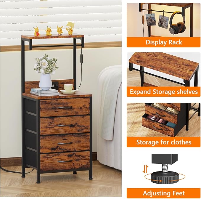 Furnulem Night Stand Set 2, Tall Nightstand - Image 4