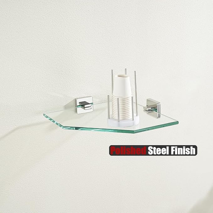 JQK Corner Glass Shelf, Polished Chrome Bathroom 304 Stainless Steel Shower - Image 4