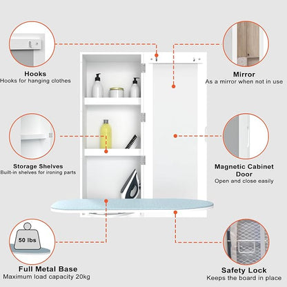 Wall Mount Ironing Board Cabinet, Built in Swivel Ironing Board Folding - Image 8