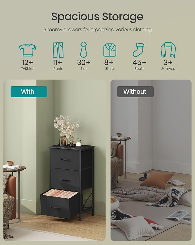 SONGMICS Dresser for Bedroom, Chest of Drawers, 3 Non-Woven Fabric Drawers - Image 4