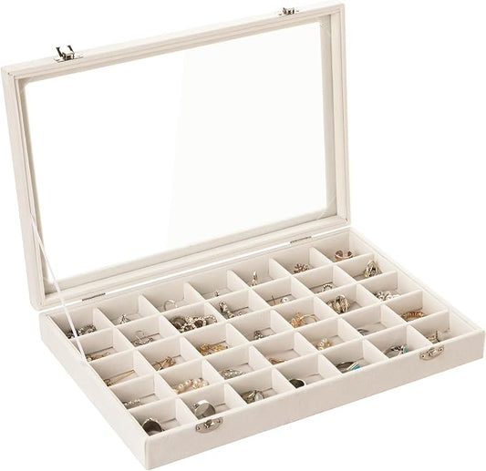 Frebeauty Velvet Jewelry Tray, 35 Grid Jewelry Organizer by Frebeauty