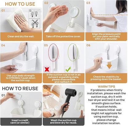 LEVERLOC Shower Caddy Suction Cup, Shower Organizer Removable Bathroom Shelf - Image 3