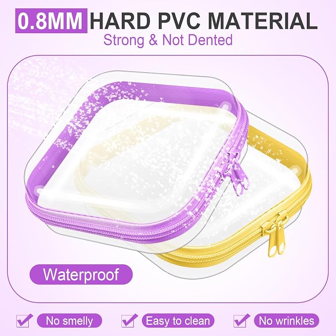 Sanwuta 6 Pcs Clear Hard Zipper Case Hard Plastic Zipper Pouches Transparent - Image 4