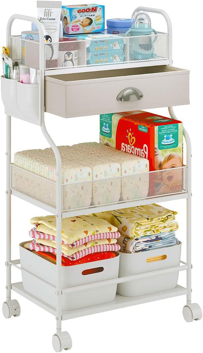 Baby Diaper Caddy Cart Organizer -3 Tier, Bedside Nursery Essentials Cart & by Cidaziya