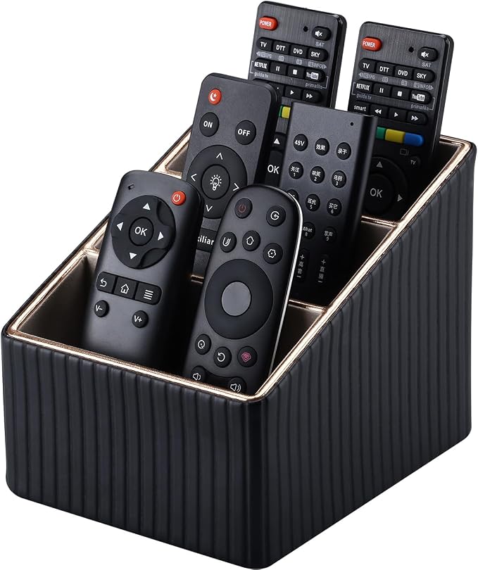 KINGFOM 3 Slot PU Leather Remote Controller Holder, Home Sundries Storage Box by KingfomLeatherHomeOfficeDecor