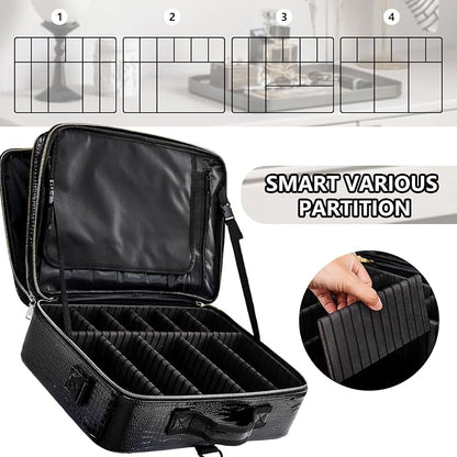 gzcz Large Capacity Travel Makeup Case Organizer, Professional Cosmetic Bags - Image 3