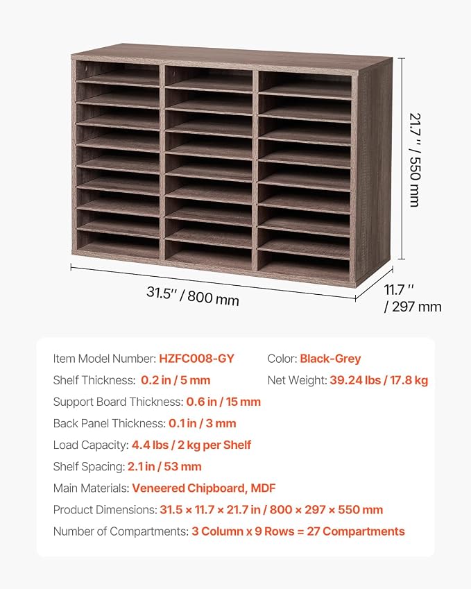 VEVOR Literature Organizer, 27 Compartments Office Mailbox - Image 3