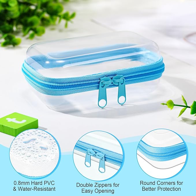Sanwuta 6 Pcs Clear Hard Zipper Case Hard Plastic Zipper Pouches Transparent - Image 3
