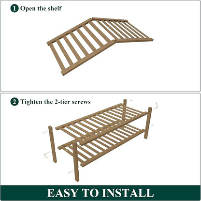 Smiry Bamboo Shoe Rack for Closet, 2 Tier Wooden Stackable Shoe Organizer - Image 6
