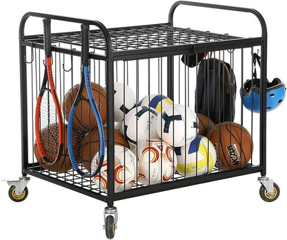 MyGift Large Capacity Metal Rolling Multi Sports Ball Cage Storage Hopper by MyGiftHome