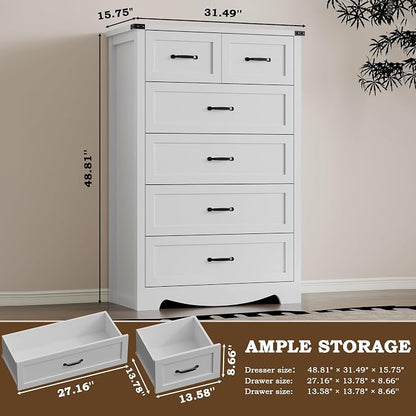 Tall 6-Drawer Dresser for Bedroom, Modern Wooden Chest of Drawers - Image 2
