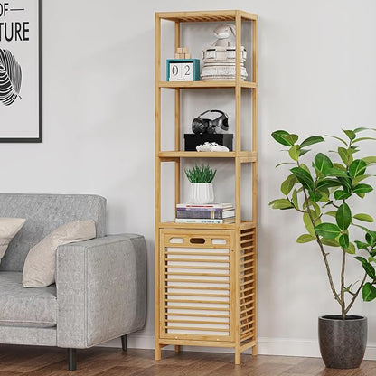 Bamboo Tilt Out Laundry Hamper, 4-Tier Tilt Out Hamper by BAMBOOHOMIE