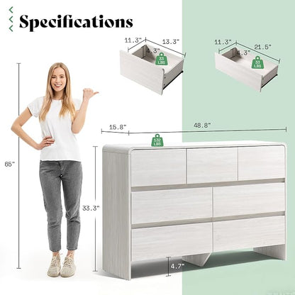AMERLIFE 7 Drawer Dresser for Bedroom, Anti-Tip Kit, Wood Cabinet Organizer for - Image 3