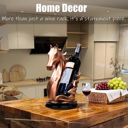 Wine Bottle Holder Wine Racks Tabletop Horse Statue as Home Kitchen Wine Cellar - Image 3