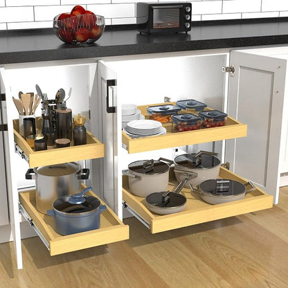 Wooden Soft Close Pull out Cabinet Organizer 26" D x 4.3" H, Heavy Duty Slide - Image 6