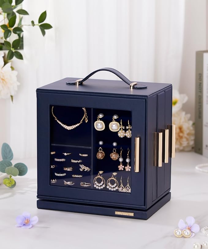 Homde Christmas Gifts Jewelry Box 360° Rotating, Necklace Earring Organizer - Image 2