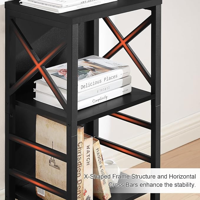 Small Bookshelf, 3 Tier Industrial Bookcase - Image 7