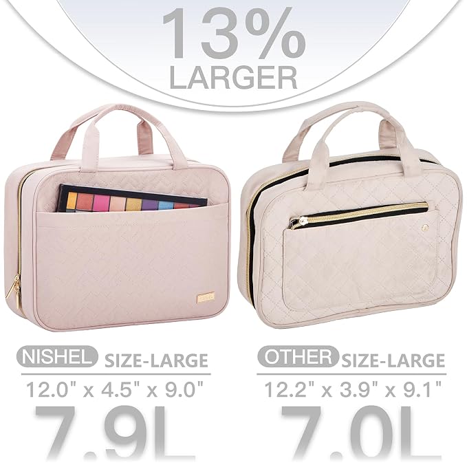 NISHEL Travel Toiletry Bag for women, Portable Hanging Organizer for Full-Sized - Image 3