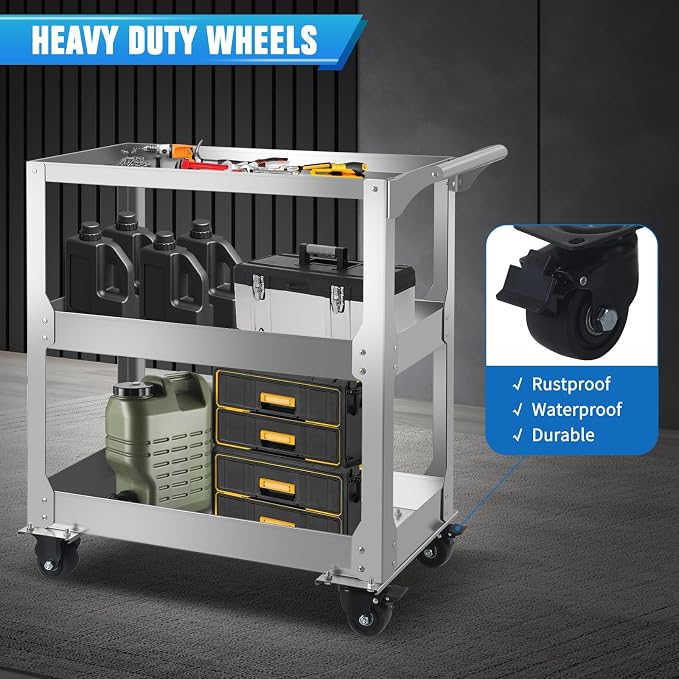 3-Tier Stainless Steel Utility Cart, 1000lbs Capacity - Image 4