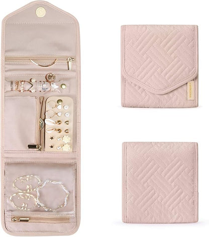 BAGSMART Travel Jewelry Organizer Case Foldable Small Jewelry Roll by BAGSMART