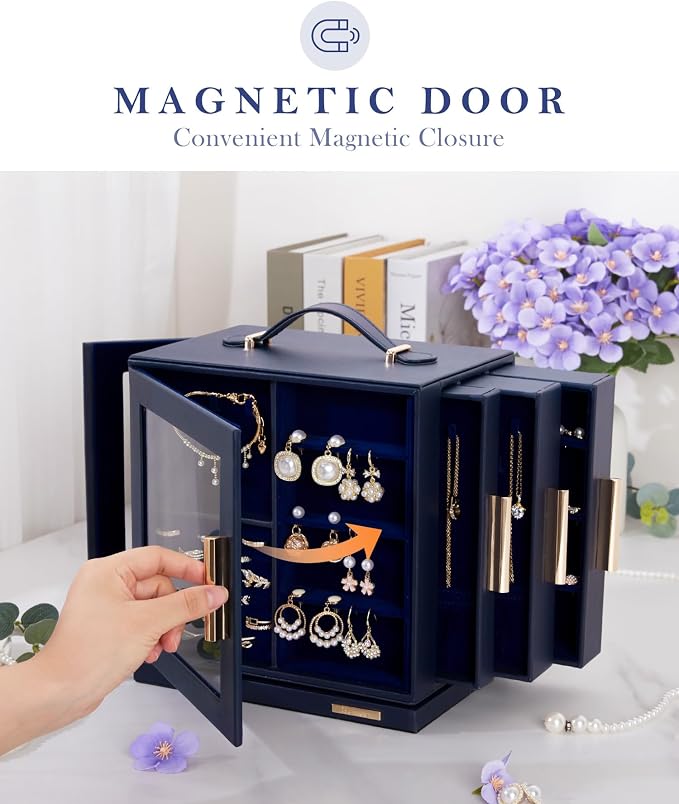 Homde Christmas Gifts Jewelry Box 360° Rotating, Necklace Earring Organizer - Image 7
