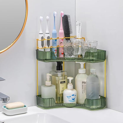Upgraded 2-Tier Corner Bathroom Countertop Organizer – Spacious Storage - Image 2
