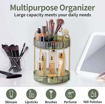 360 Rotating Makeup Organizer, 2 Tier Large Capacity Make Up Organizers and - Image 6