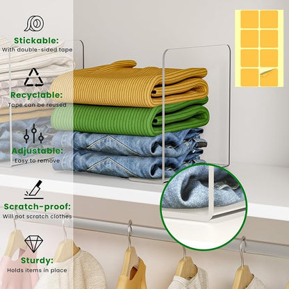 Shelf Dividers for Closet Organization: 8 Pack 10" Tall X 8.4" Deep Acrylic - Image 2