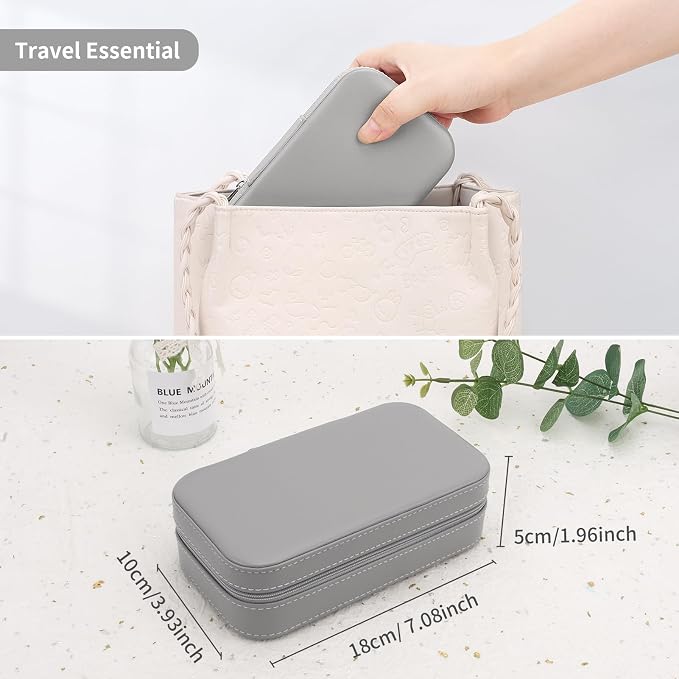 DesignSter Travel Jewelry Box, PU Leather Portable Jewelry Case, Small Jewelry - Image 6
